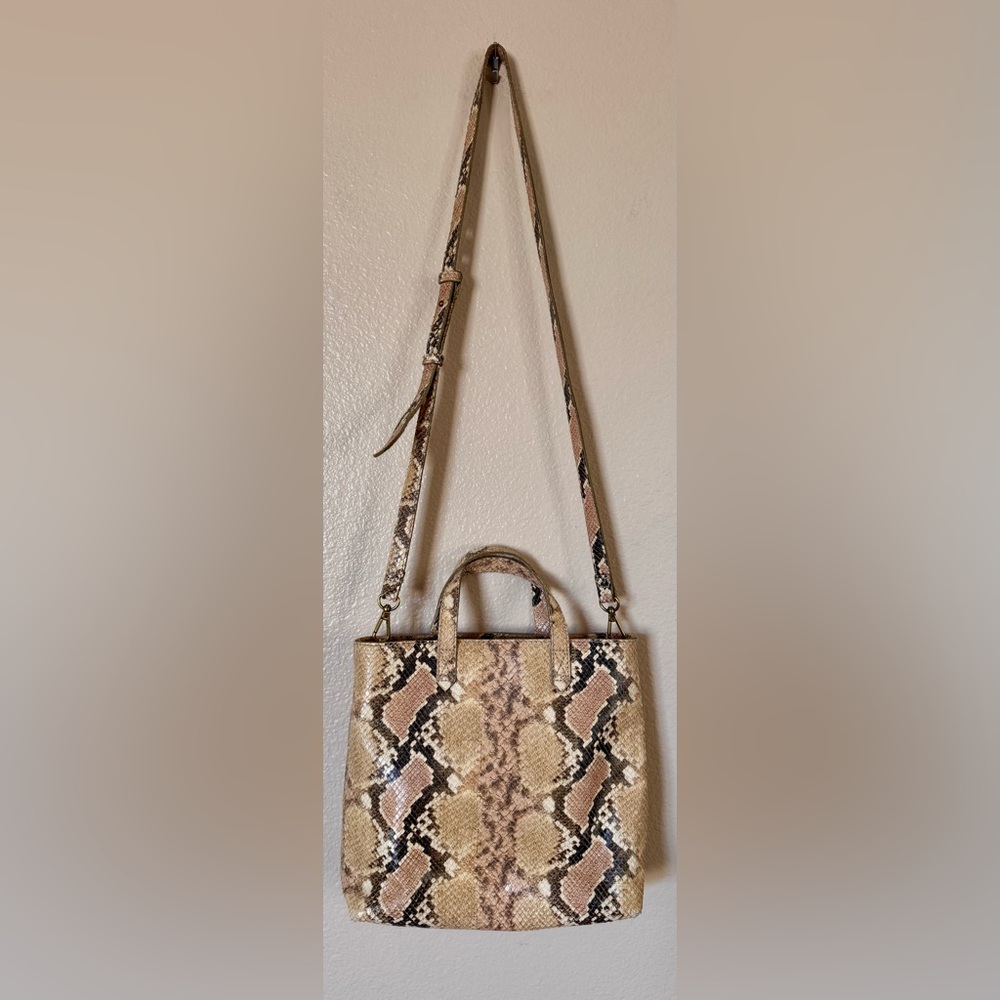 Madewell Zip-Top Small Transport Crossbody Snake Embossed Leather Blush Multi - Picture 4 of 8